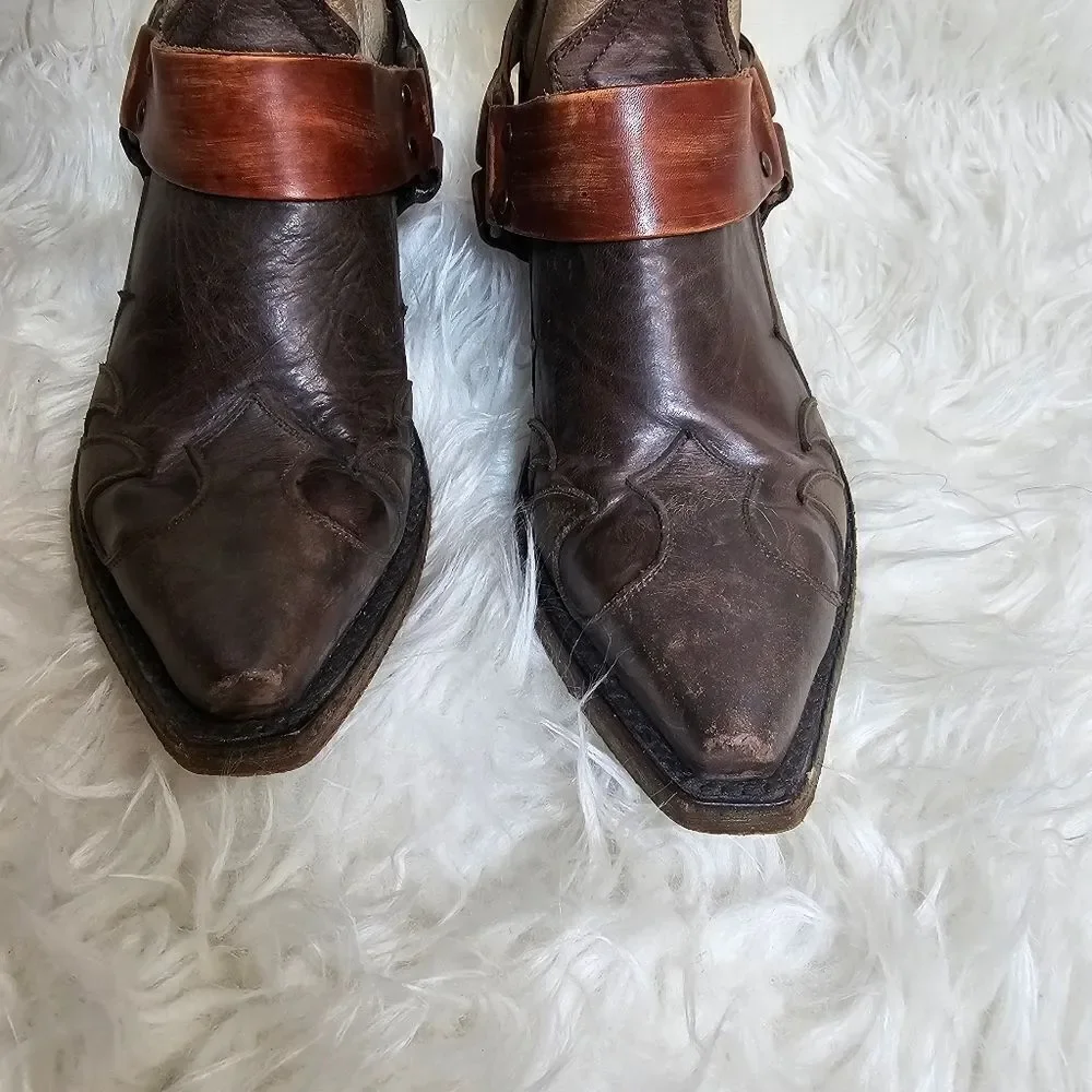 Stetson Ladies Jade Washed Wing Brown and Gray Boots Size 6.5 Chunky